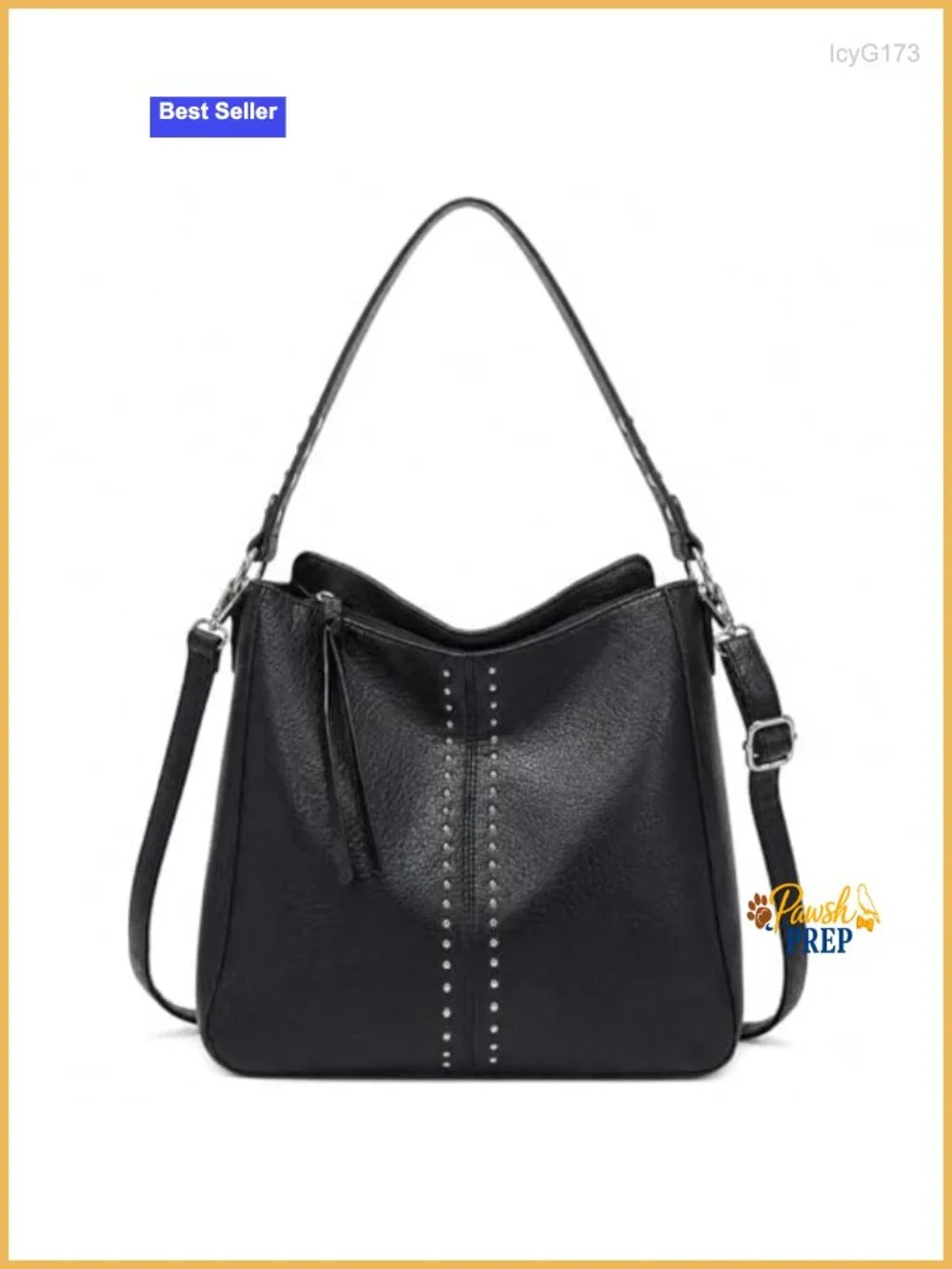 Faux Leather Hobo Crossbody Bag Women's Chic Shoulder Purse w/ Studs
